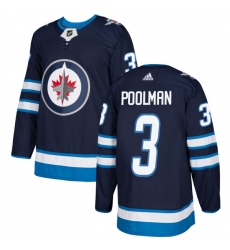 Men's Adidas Winnipeg Jets #3 Tucker Poolman Authentic Navy Blue Home NHL Jersey
