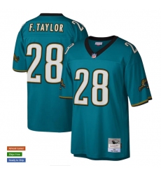 Men's Jacksonville Jaguars #28 Fred Taylor Mitchell & Ness Teal NFL Throwback Football Jersey