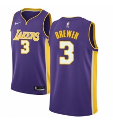 Women's Nike Los Angeles Lakers #3 Corey Brewer Authentic Purple NBA Jersey - Icon Edition
