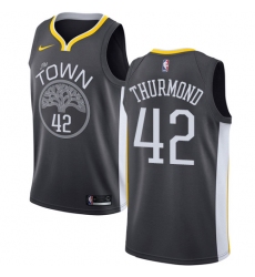 Women's Nike Golden State Warriors #42 Nate Thurmond Swingman Black Alternate NBA Jersey - Statement Edition