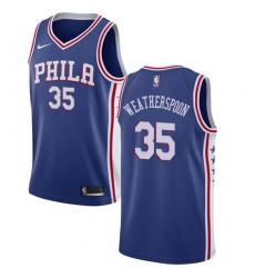 Men's Nike Philadelphia 76ers #35 Clarence Weatherspoon Swingman Blue Road NBA Jersey - Icon Edition