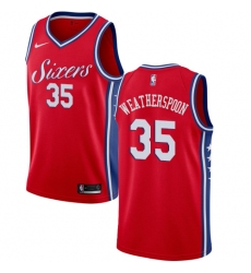 Men's Nike Philadelphia 76ers #35 Clarence Weatherspoon Swingman Red Alternate NBA Jersey Statement Edition