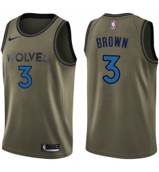 Youth Nike Minnesota Timberwolves #3 Anthony Brown Swingman Green Salute to Service NBA Jersey