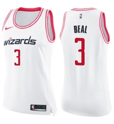 Women's Nike Washington Wizards #3 Bradley Beal Swingman White/Pink Fashion NBA Jersey