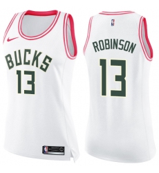 Women's Nike Milwaukee Bucks #13 Glenn Robinson Swingman White/Pink Fashion NBA Jersey