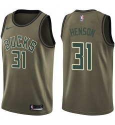 Men's Nike Milwaukee Bucks #31 John Henson Swingman Green Salute to Service NBA Jersey
