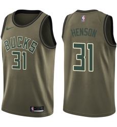 Youth Nike Milwaukee Bucks #31 John Henson Swingman Green Salute to Service NBA Jersey