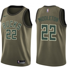 Youth Nike Milwaukee Bucks #22 Khris Middleton Swingman Green Salute to Service NBA Jersey