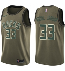 Youth Nike Milwaukee Bucks #33 Kareem Abdul-Jabbar Swingman Green Salute to Service NBA Jersey