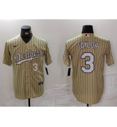 Men's Los Angeles Dodgers #3 Chris Taylor Cream Pinstripe Stitched Cool Base Nike Jerseys