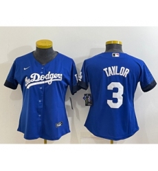 Women's Los Angeles Dodgers #3 Chris Taylor Blue 2022 Cool Base Stitched Nike Jersey