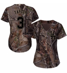 Women's Majestic Los Angeles Dodgers #3 Chris Taylor Authentic Camo Realtree Collection Flex Base MLB Jersey