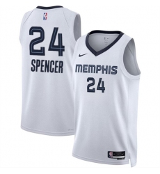 Men's Memphis Grizzlies #24 Cam Spencer White 2024 Draft Association Edition Stitched Jersey