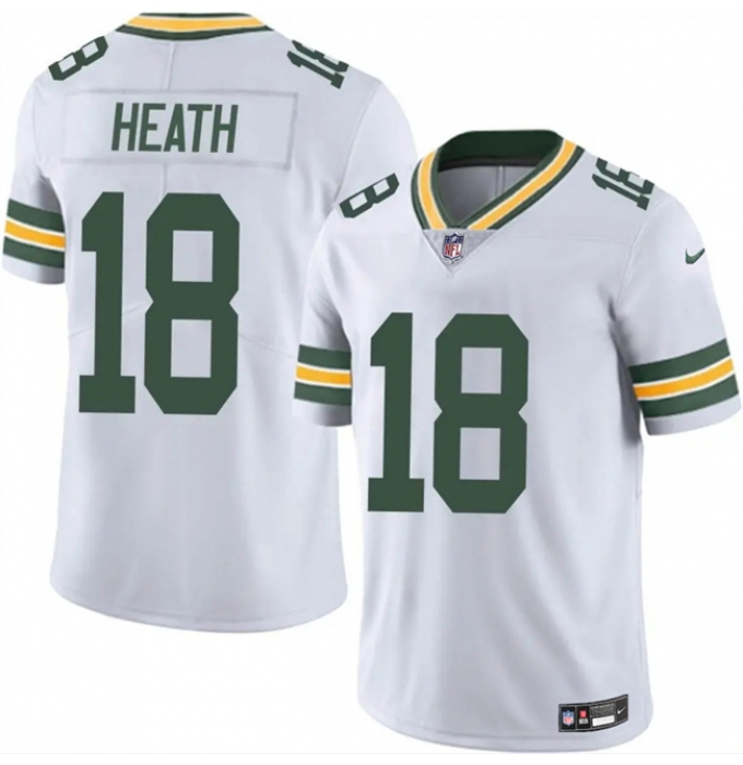 Men's Green Bay Packers #18 Malik Heath White Vapor Untouchable Limited Stitched Jersey