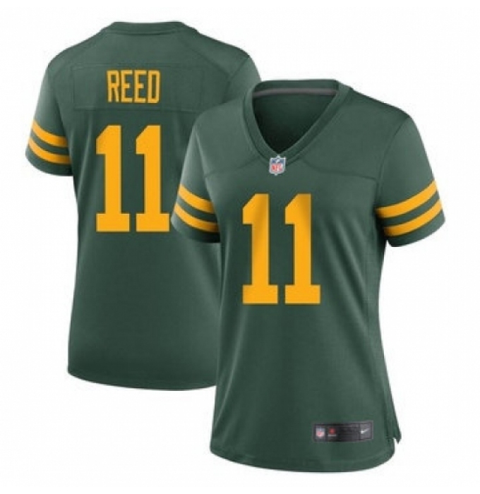 Women Green Bay Packers #11 Jayden Reed Green Throwback Vapor Untouchable Stitched Jersey