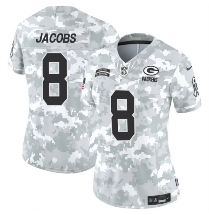 Women's Green Bay Packers #8 Josh Jacobs 2024 F.U.S.E Arctic Camo Salute To Service Limited Stitched Football Jersey(Run Small)