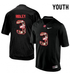 Alabama Crimson Tide #3 Calvin Ridley Black With Portrait Print Youth College Football Jersey3