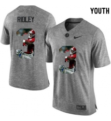 Alabama Crimson Tide #3 Calvin Ridley Gray With Portrait Print Youth College Football Jersey3