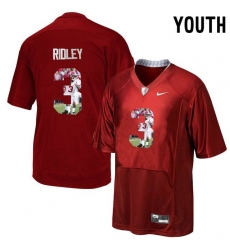 Alabama Crimson Tide #3 Calvin Ridley Red With Portrait Print Youth College Football Jersey3