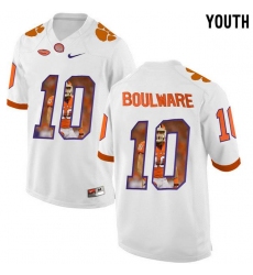 Clemson Tigers #10 Ben Boulware White With Portrait Print Youth College Football Jersey6