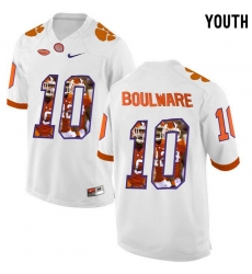Clemson Tigers #10 Ben Boulware White With Portrait Print Youth College Football Jersey7