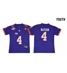 Clemson Tigers 4 Deshaun Watson Purple Youth Diamond Logo 1975-1978 Fuller College Jersey