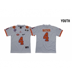 Clemson Tigers 4 Deshaun Watson White Youth Diamond Logo 1975-1978 Fuller College Jersey