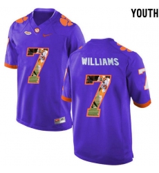 Clemson Tigers #7 Mike Williams Purple With Portrait Print Youth College Football Jersey3