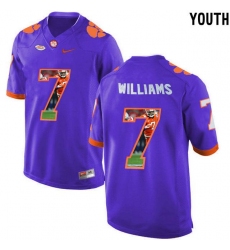 Clemson Tigers #7 Mike Williams Purple With Portrait Print Youth College Football Jersey8