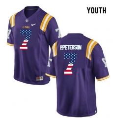 LSU Tigers #7 Patrick Peterson Purple USA Flag Youth College Football Limited Jersey