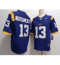 Men's LSU Tigers #13 Garrett Nussmeier Purple FUSE College Stitched Jersey