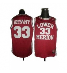 Merion #33 Kobe Bryant Red Basketball Embroidered NCAA Jersey