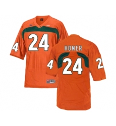 Miami Hurricanes 24 Travis Homer Orange College Football Jersey