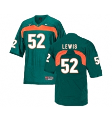 Miami Hurricanes 52 Ray Lewis Green College Football Jersey