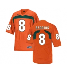 Miami Hurricanes 8 Braxton Berrios Orange College Football Jersey