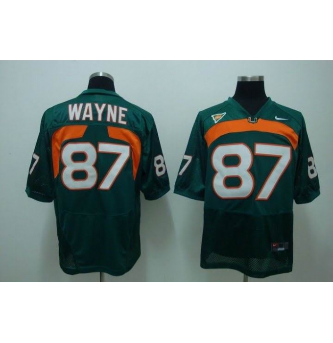 Miami Hurricanes #87 Reggie Wayne Green Stitched NCAA Jersey
