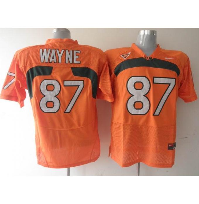 Miami Hurricanes #87 Reggie Wayne Orange Stitched NCAA Jerseys