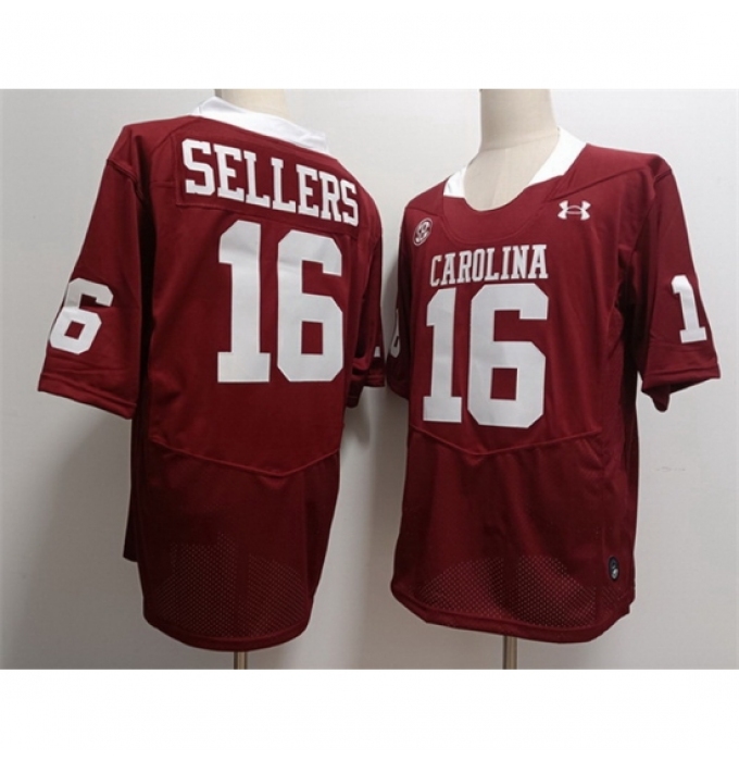 Men's North Carolina State #16 LaNorris Sellers Red Stitched NCAA Football Jersey