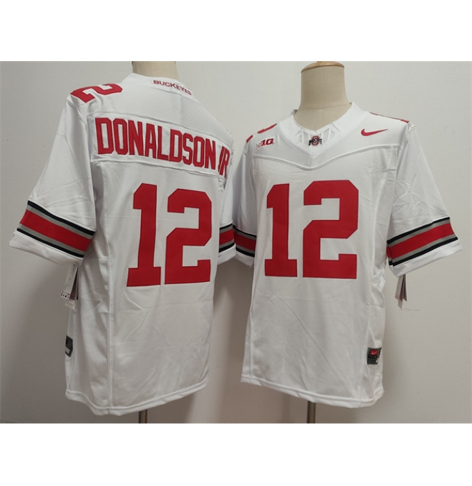 Men's Ohio State Buckeyes #12 JCJ Donaldson White 2025 F.U.S.E. Limited Stitched Jersey