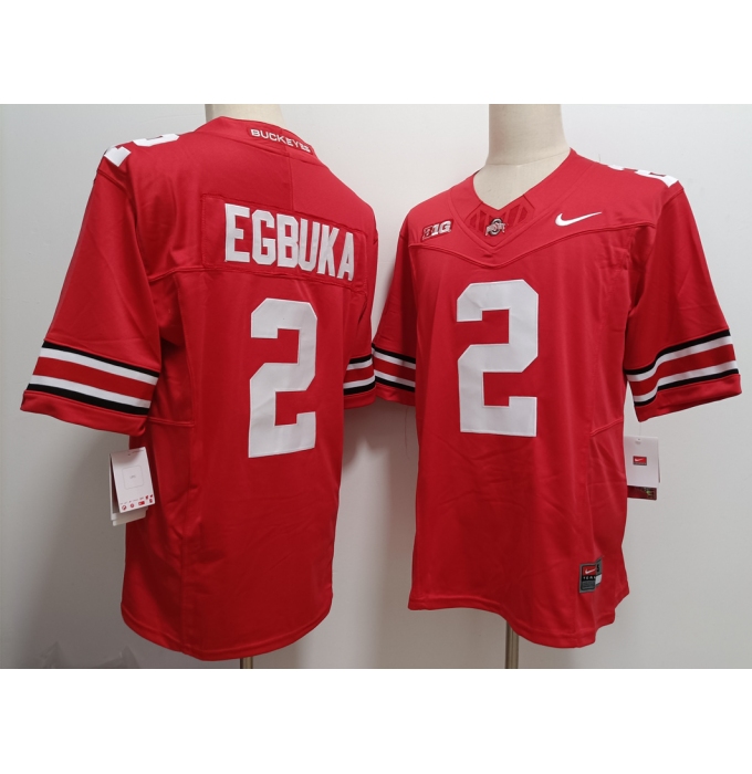 Men's Ohio State Buckeyes #2 Emeka Egbuka Red FUSE College Stitched Jersey