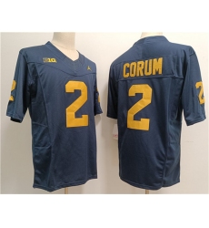 Men's Michigan Wolverines #2 Blake Corum Navy Stitched Jersey