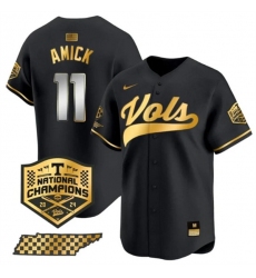 Men's Tennessee Volunteers #11 Billy Amick Black Gold 2024 Champions Vapor Limited Stitched Jersey