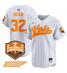 Men's Tennessee Volunteers #32 Drew Beam White Pinstripe 2024 Champions Vapor Limited Stitched Jersey