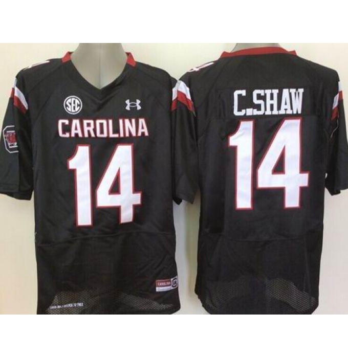 South Carolina Fighting Gamecocks #14 Connor Shaw Black SEC Patch Stitched NCAA Jersey