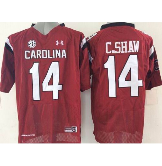 South Carolina Fighting Gamecocks #14 Connor Shaw Red SEC Patch Stitched NCAA Jersey