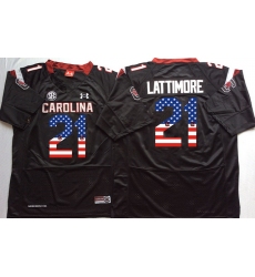 South Carolina Gamecocks #21 Marcus Lattimore Black USA Flag College Jersey