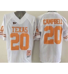 Texas Longhorns #20 Earl Campbell White Stitched NCAA Jersey
