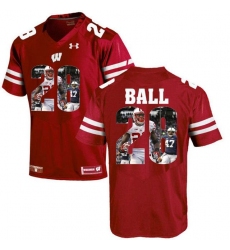 Wisconsin Badgers #28 Montee Ball Red With Portrait Print College Football Jersey2