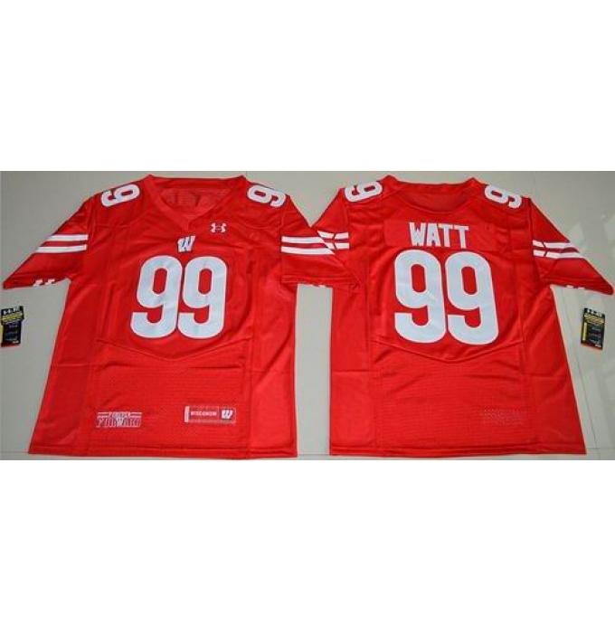 Wisconsin Badgers #99 J.J. Watt Red Under Armour Stitched NCAA Jersey