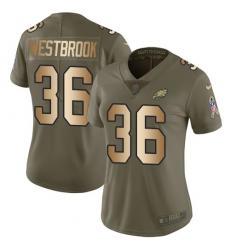 Women's Nike Philadelphia Eagles #36 Brian Westbrook Limited Olive Gold 2017 Salute to Service NFL Jersey